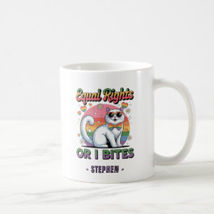 Equal Rights – Funny Cute White Cat LGBTQ Pride Coffee Mug