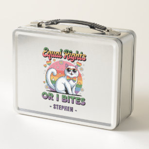 Equal Rights – Funny Cute White Cat LGBTQ Pride Metal Lunch Box