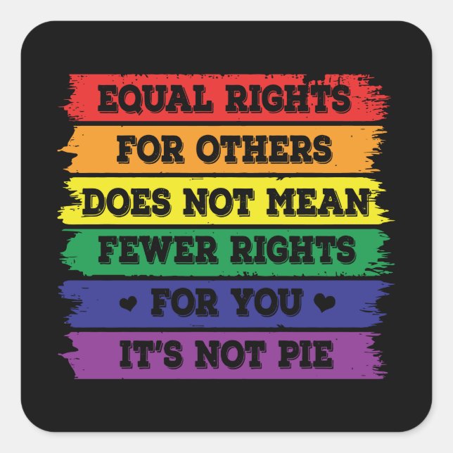 Equal Rights | LGBTQ Rights | Pride Parade | Ally Square Sticker (Front)