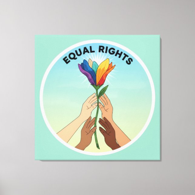 Equal Rights Rainbow Flower – Diversity and Unity Canvas Print (Front)