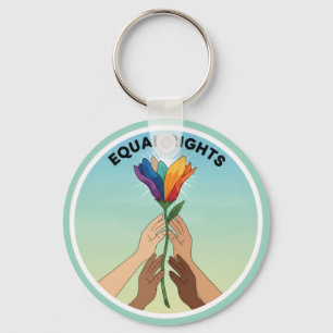 Equal Rights Rainbow Flower – Diversity and Unity Key Ring