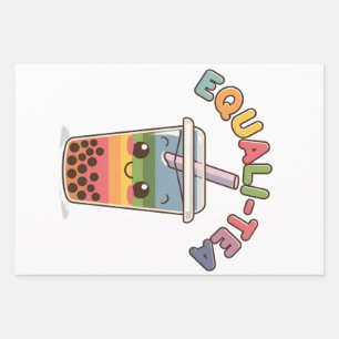Equali-Tea Funny LGBTQ Bubble Tea Pride Month Wrapping Paper Sheet