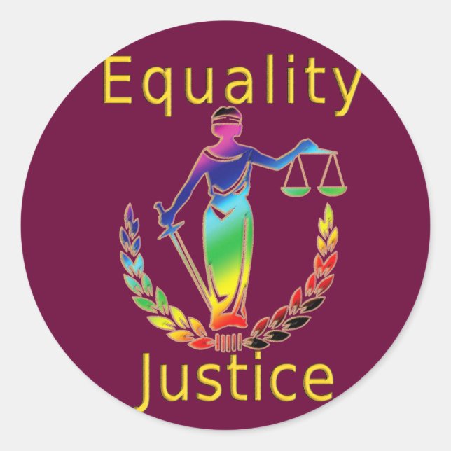 Equality and Justice Classic Round Sticker (Front)
