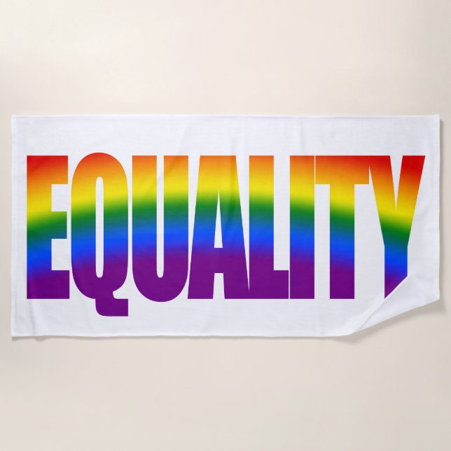 Equality Gay Pride LGBT Rainbow Typography LGBTQ Beach Towel (Front)