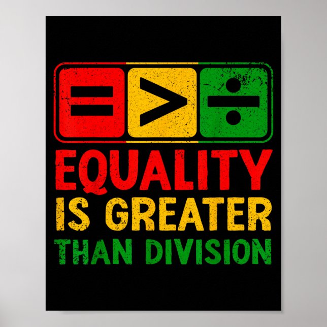 Equality Greater Than Division Black Illustration Poster (Front)