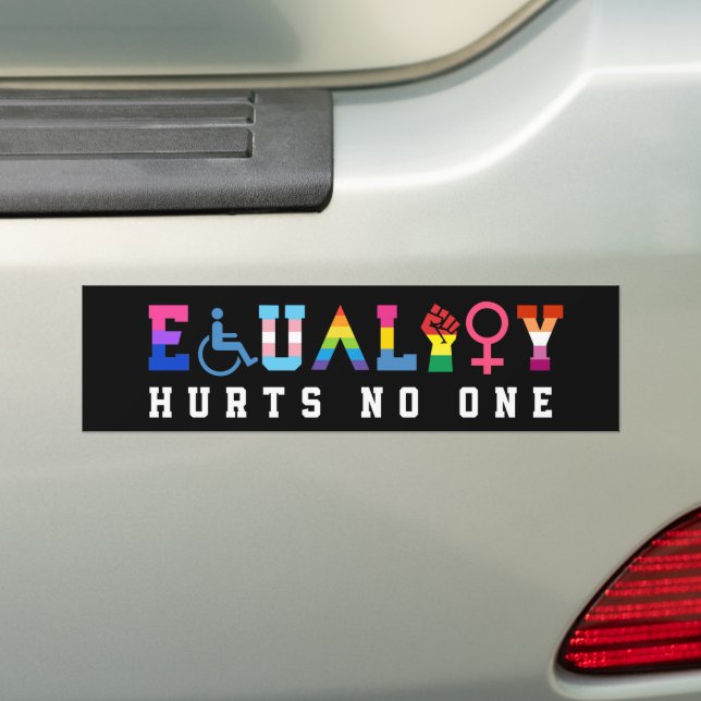 Equality Hurts No One LGBTQ Bumper Sticker (On Car)