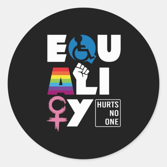 Equality Hurts No One LGBTQ Classic Round Sticker (Front)