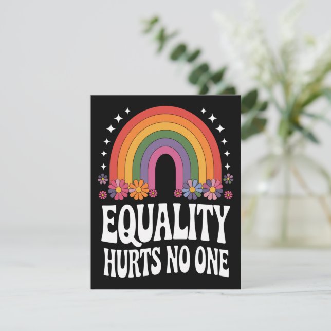 Equality Hurts No One Rainbow Equal Rights Groovy Invitation (Standing Front)