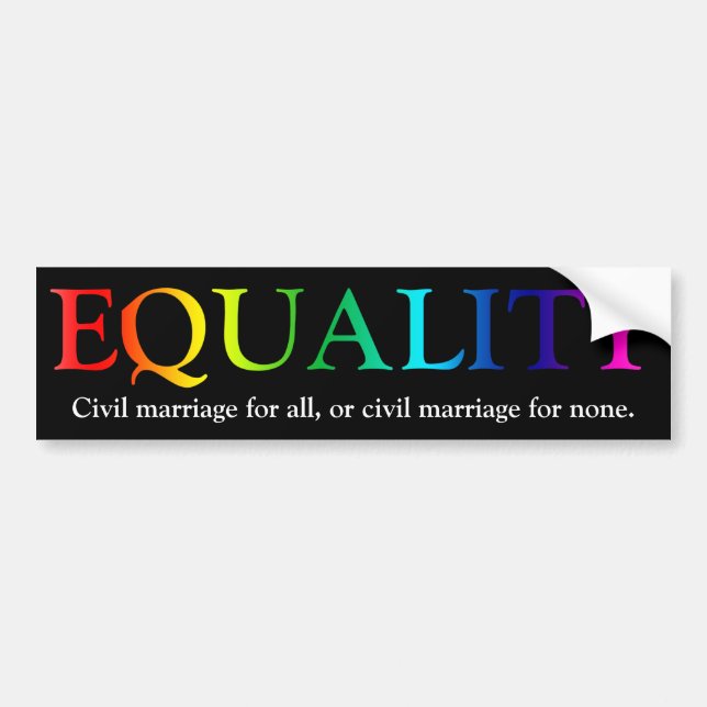 Equality In Civil Marriage Bumper Sticker (Front)