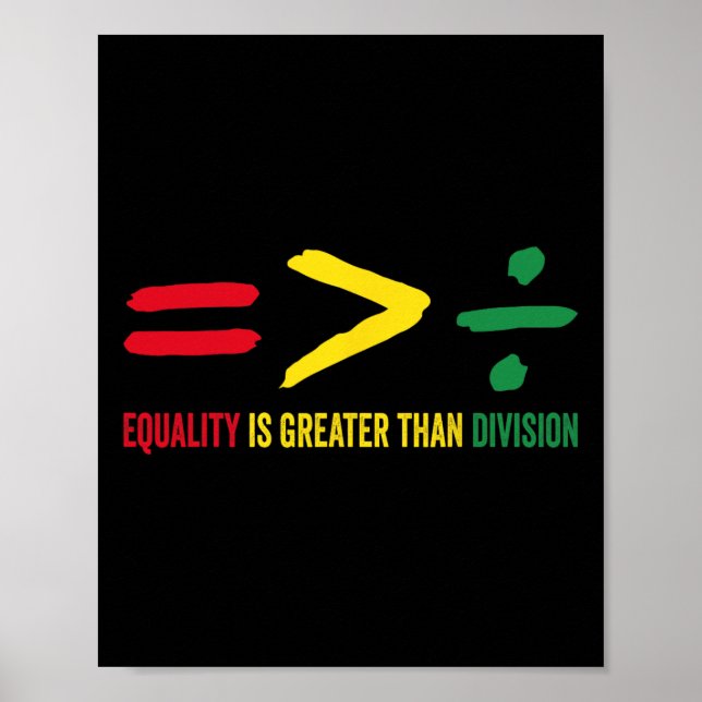 Equality Is Greater Than Division Math Black Histo Poster (Front)