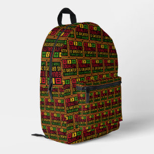 Equality Is Greater Than Division Math Black Histo Printed Backpack