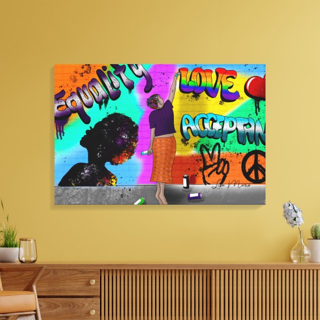 Equality, Love and Acceptance Hand Drawn Art Canvas Print (Insitu(LivingRoom))