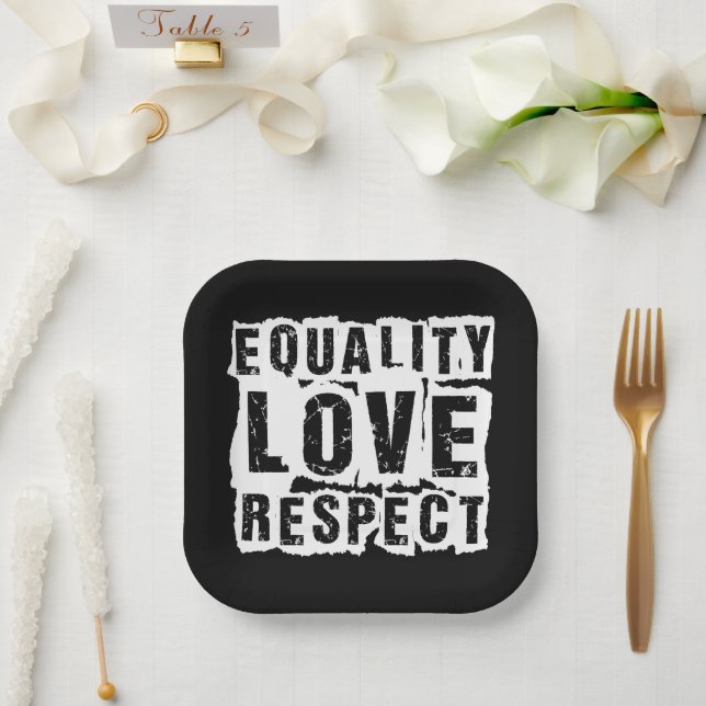 Equality Love and Respect Pride Month Paper Plate (Wedding)