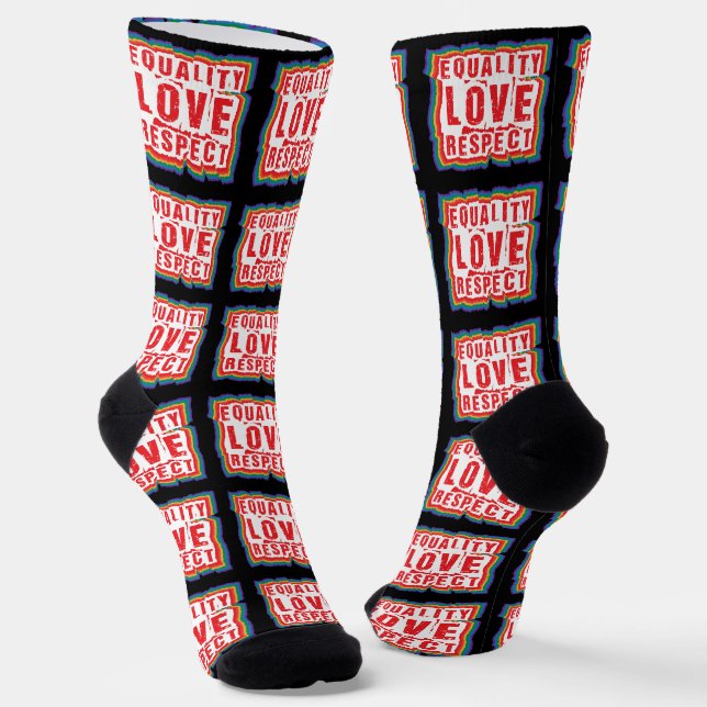 Equality Love and Respect Pride Month Socks (Angled)