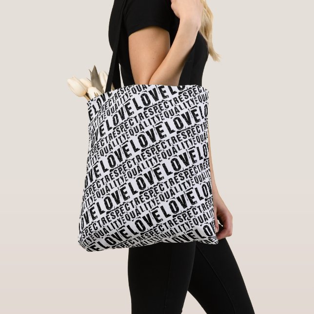 Equality Love and Respect Pride Month Tote Bag (Close Up)