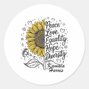 Equality Love Hope Diversity Kamala Harris Classic Round Sticker