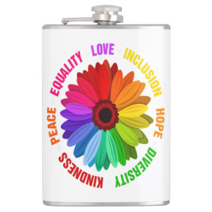 Equality Love Inclusion Hope Diversity Kindness Hip Flask