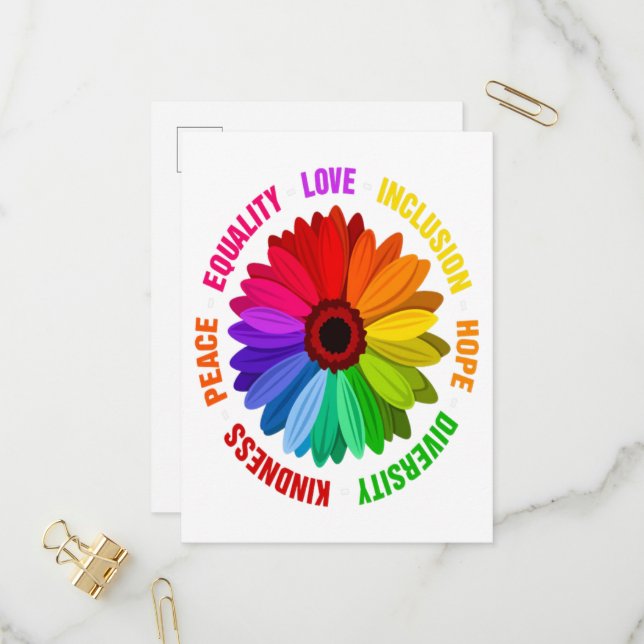 Equality Love Inclusion Hope Diversity Kindness Invitation Postcard (Front/Back In Situ)