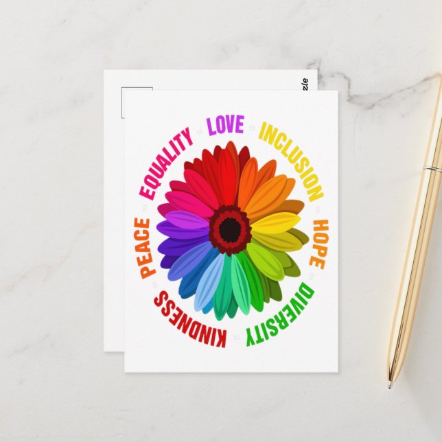 Equality Love Inclusion Hope Diversity Kindness Postcard (Front/Back In Situ)