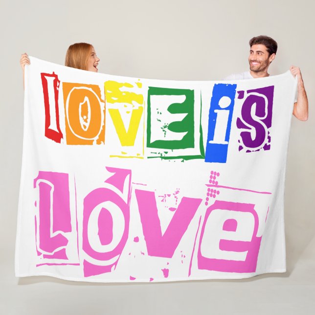 Equality Love is Love LGBT Gay Pride Rainbow LGBTQ Fleece Blanket (In Situ)