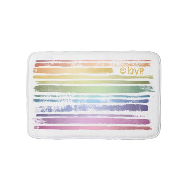 Equality Love Rainbow Brush Strokes LGBTQ ID656 Bath Mat (Front)