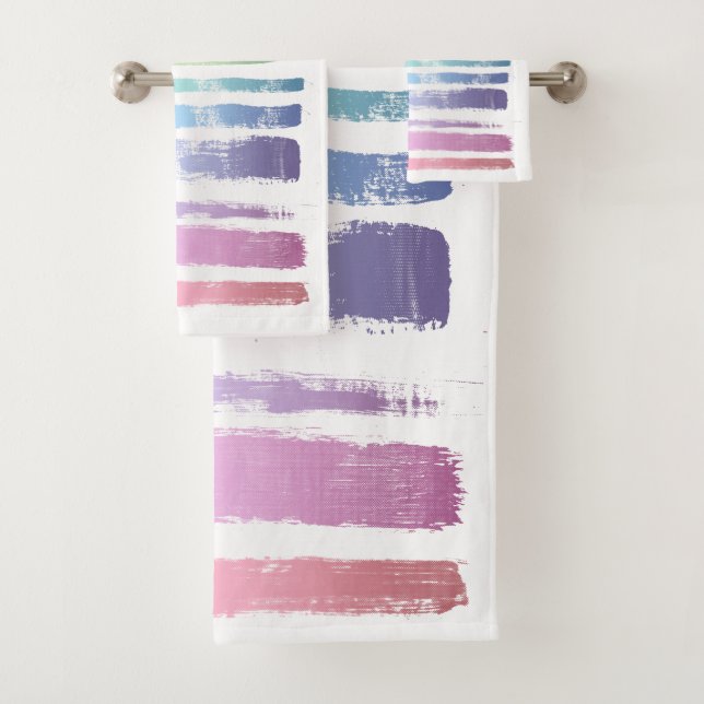 Equality Love Rainbow Brush Strokes LGBTQ ID656 Bath Towel Set (Insitu)