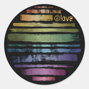 Equality Love Rainbow Brush Strokes LGBTQ ID656 Classic Round Sticker