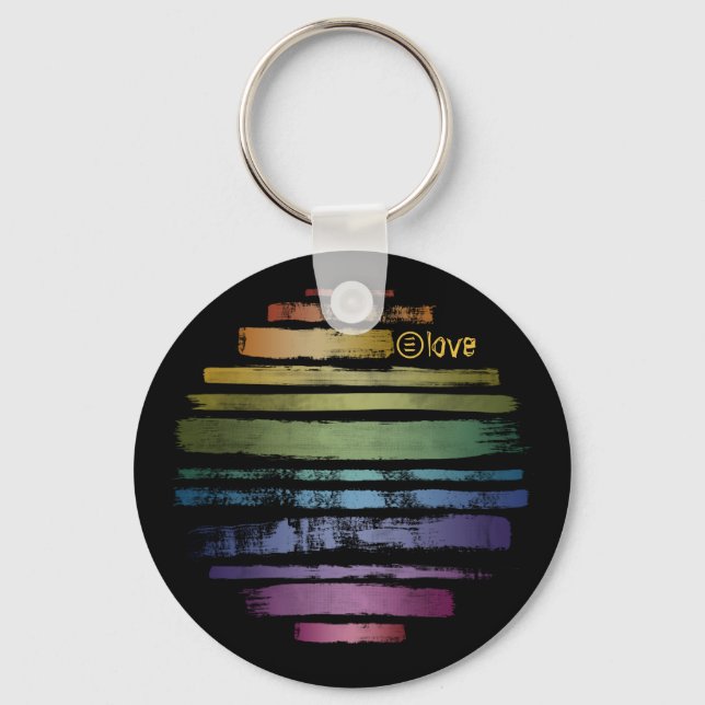 Equality Love Rainbow Brush Strokes LGBTQ ID656 Key Ring (Front)