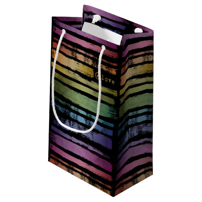 Equality Love Rainbow Brush Strokes LGBTQ ID656 Small Gift Bag (Back Angled)