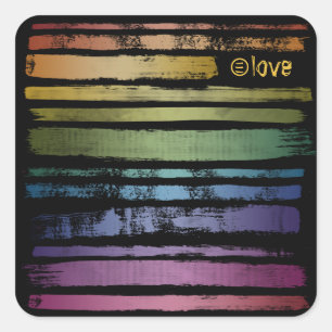 Equality Love Rainbow Brush Strokes LGBTQ ID656 Square Sticker