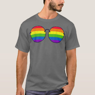Equality Queer Pride Month Rainbow Flag Sunglasses T-Shirt