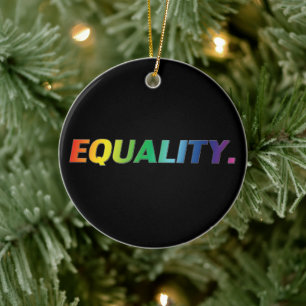 Equality rainbow colours gay queer pride Christmas Ceramic Tree Decoration