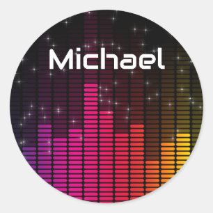 Equalizer Disco Lights Music Volume Personalised Classic Round Sticker