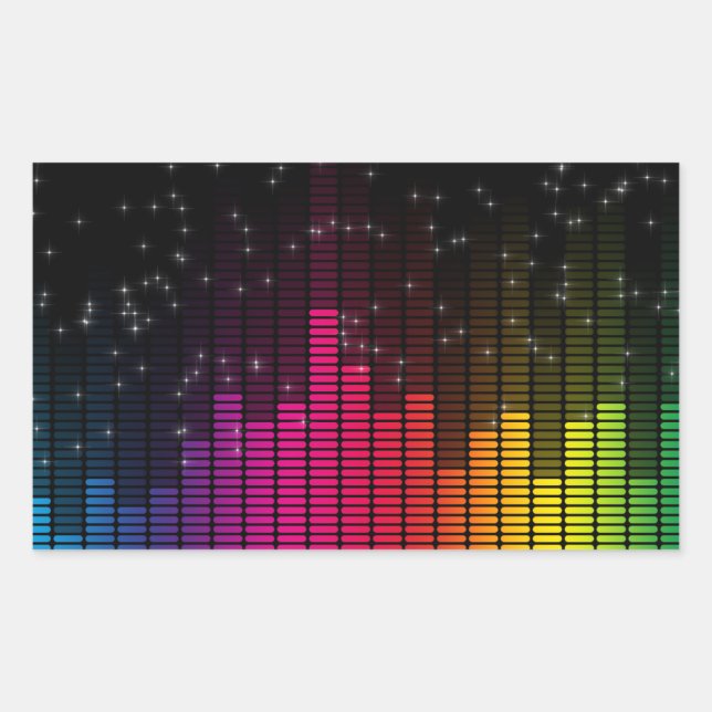Equalizer Disco Lights Music Volume Rectangular Sticker (Front)