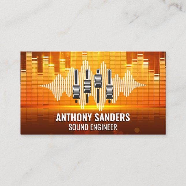 Equalizer Light Background | Mixer | Sound Business Card (Front)