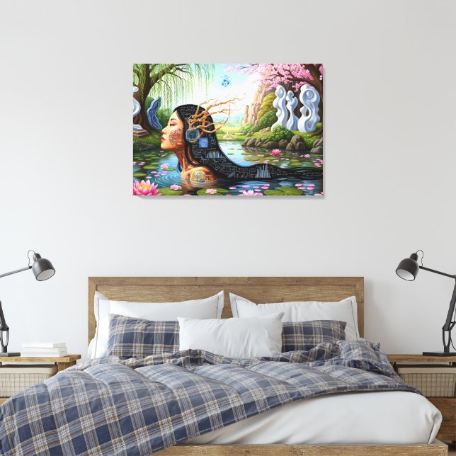 "Equations in Bloom" – A Digital Portrait Canvas Print (Insitu(Bedroom))
