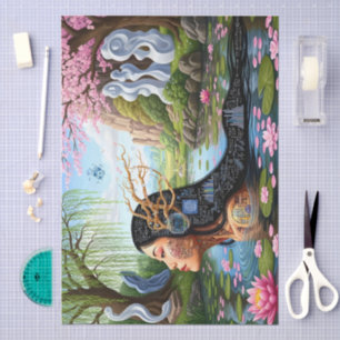 "Equations in Bloom" – A Digital Portrait Tissue Paper