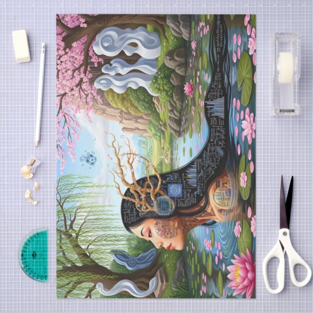 "Equations in Bloom" – A Digital Portrait Tissue Paper (Craft)