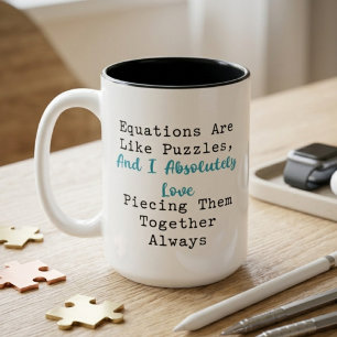 Equations Like Puzzles Love Piecing Them Together Two-Tone Coffee Mug