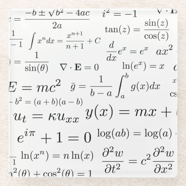 Equations of Math and Science Glass Coaster (Front)