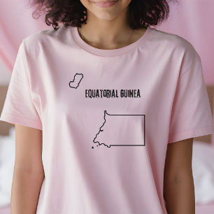 Equatorial Guinea Country Map Outline Shape Border T-Shirt