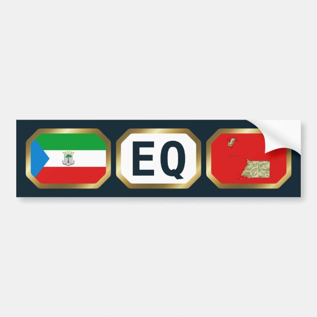 Equatorial Guinea Flag Map Code Bumper Sticker (Front)