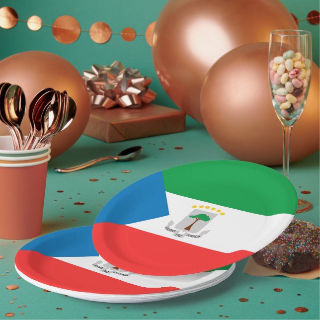 Equatorial Guinea flag Paper Plate (Multi)