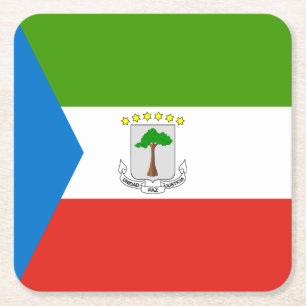 Equatorial Guinea Flag Square Paper Coaster