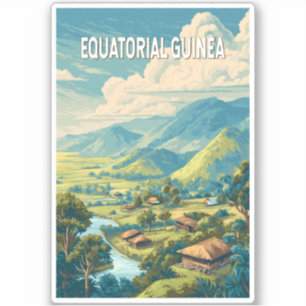 Equatorial Guinea Illustration Travel Art Vintage