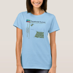 Equatorial Guinea Map + Flag + Title T-Shirt