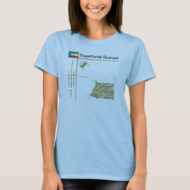Equatorial Guinea Map + Flag + Title T-Shirt (Front)