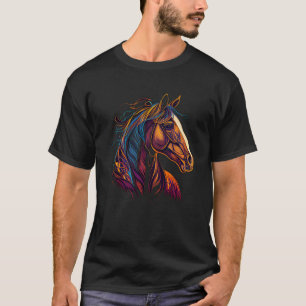 Equestrian Art Colourful Painting Horse Lover Cowg T-Shirt