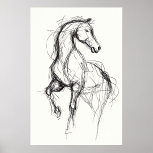 Equestrian Art Modern Horse Sketch Illustration Poster