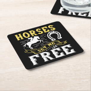 Equestrian Black Horseback Riding Western Horse Square Paper Coaster